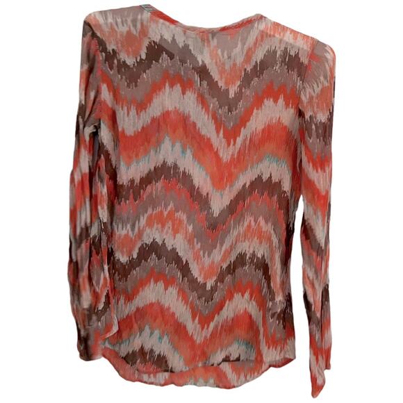 Tommy Bahama Fall color Georgia Winds Handkerchief Silk Chiffon Sheer Blouse M - Picture 3 of 3